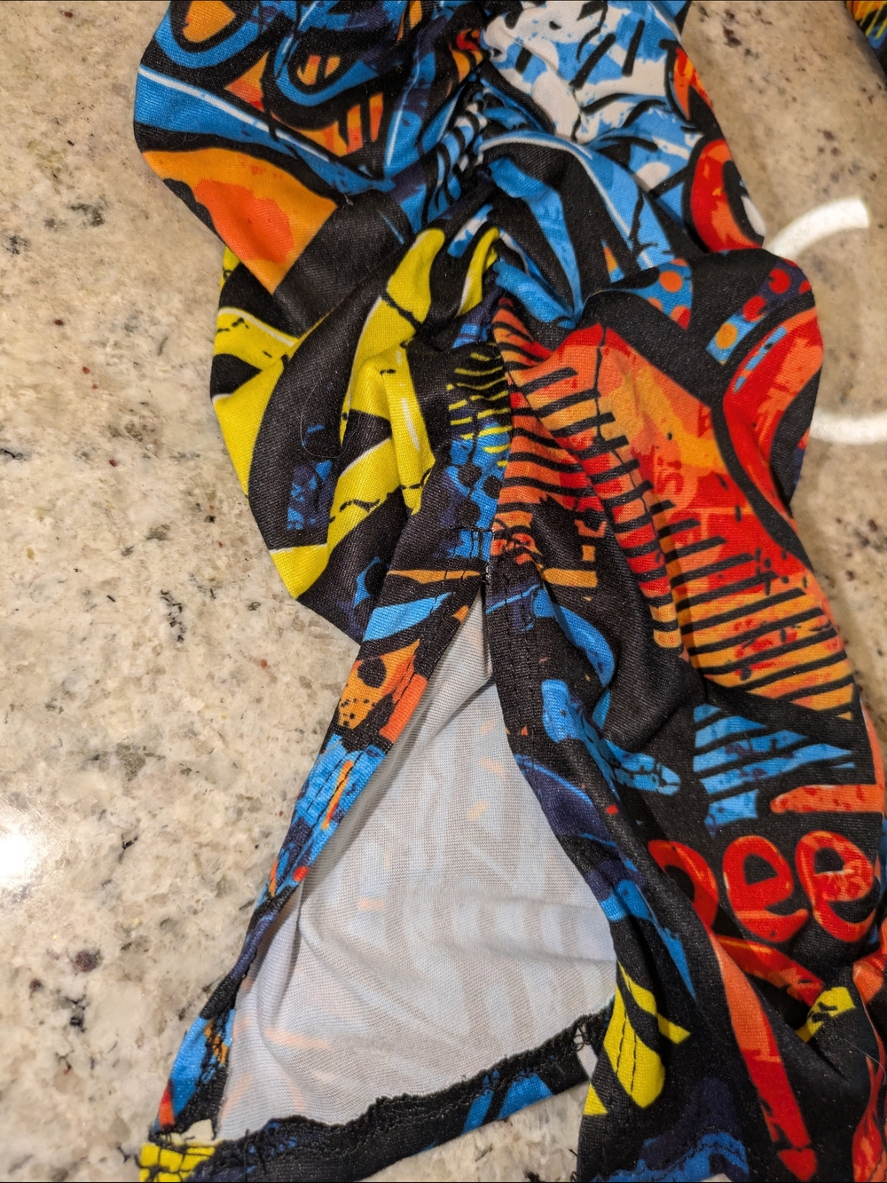 NWT Fashion Nova Street Chic Stacked Pants Graffiti Print Ruched Leggings Size L